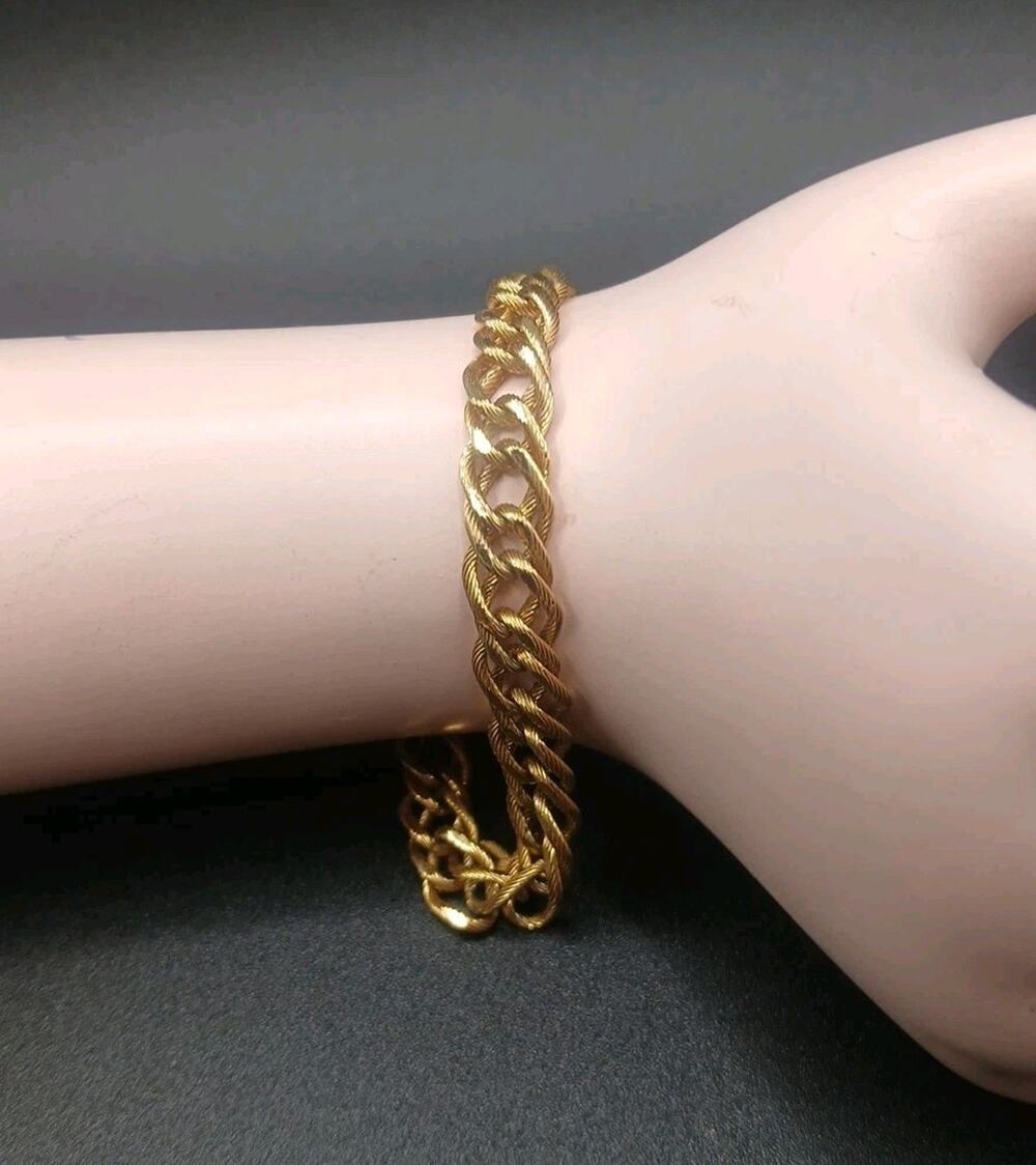 Vintage Monet Gold Plated Chain Link Bracelet With Safety Chain